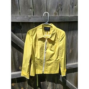 Lafayette 148 New York Yellow  96% Cotton Double Zipper Jacket 2 pockets Size 4